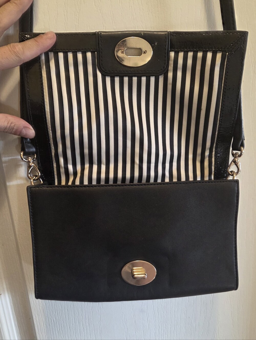 kate spade Black Crossbody with Striped Lining